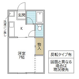 シャトレ天久保A 1Kの間取図画像