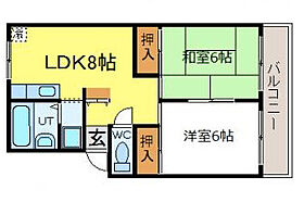 プレジール鹿野  ｜ 大阪府八尾市上之島町北2丁目（賃貸アパート2LDK・2階・41.25㎡） その2