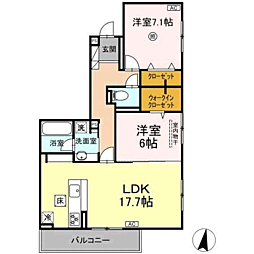 Sinfaria六本松 2LDKの間取図画像