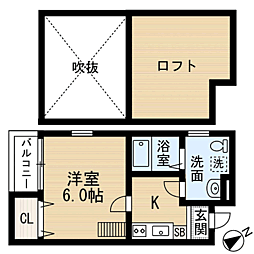 スマイルグラート吉塚 1Kの間取図画像