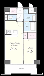 ドゥバーグ渡辺通 1LDKの間取図画像