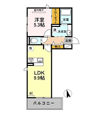 D-room南庄弐番館 1LDKの間取図画像