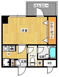 ピュアドームフローリオ博多 1Kの間取図画像