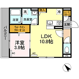D-room博多East 1LDKの間取図画像