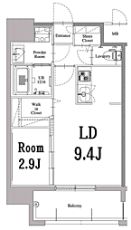 エンクレスト天神LARK 1LDKの間取図画像