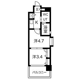 F.PARC西新 2Kの間取図画像