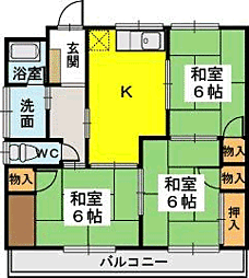 稲永コーポA 3DKの間取図画像