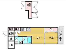 アリビオ天神南 1DKの間取図画像