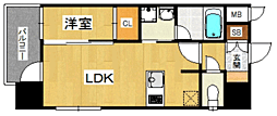 プライムアーバン博多東 1LDKの間取図画像