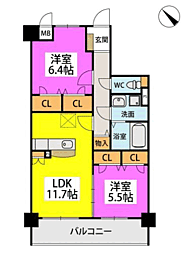 ベルカンパーニュ 2LDKの間取図画像