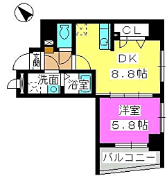 スーペリアニューハイム薬院 1LDKの間取図画像