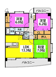 グリシーヌ空港 3LDKの間取図画像