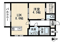 エスペランサ原 1LDKの間取図画像