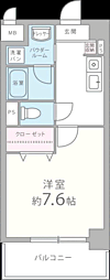 アンビシャス江崎 1Kの間取図画像