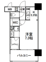 エンクレスト薬院NOBLE 1Kの間取図画像