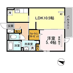 D-room空港南 1LDKの間取図画像