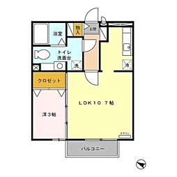 ロワ・ドミール2 1LDKの間取図画像
