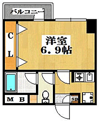 ピュアドームフローリオ博多 1Kの間取図画像