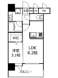エンクレストベイ天神東2 1LDKの間取図画像