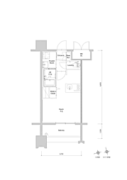 エンクレスト博多EXCEED ワンルームの間取図画像