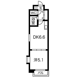 セピア西公園 1DKの間取図画像