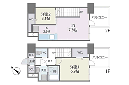 モダンパラッツォ博多駅南AXIA 2LDKの間取図画像