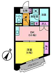 キトミ壱番館 1DKの間取図画像