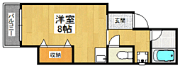 サンライズ上原 ワンルームの間取図画像