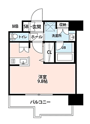 エンクレスト博多THETIME ワンルームの間取図画像