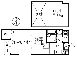 ポラリスサン美野島 2Kの間取図画像