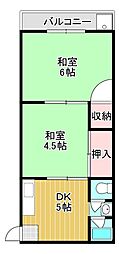 コーポキムラ 2DKの間取図画像
