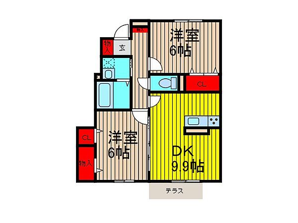 アヴィオール榮 102｜埼玉県さいたま市浦和区木崎５丁目(賃貸アパート2DK・1階・52.62㎡)の写真 その2