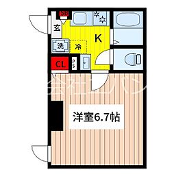 ヴィラ川口西青木 2階1Kの間取り