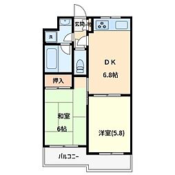 エスポワール与野 2DKの間取図画像
