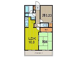 ミレニアム北浦和B棟 2LDKの間取図画像