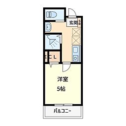 メルラス武蔵浦和 1Kの間取図画像