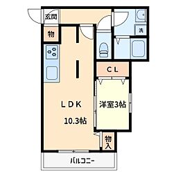 ロイヤルガーデンコート武蔵浦和 1LDKの間取図画像