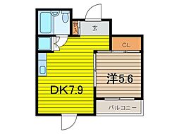 マコーリフラット 1DKの間取図画像