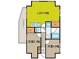 レーベンハイム浦和常盤 2LDKの間取図画像
