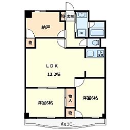 プリムヴェール西堀 3LDKの間取図画像
