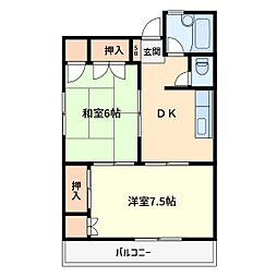 アプトEMC 2DKの間取図画像