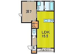 セレソコリネ2 1LDKの間取図画像