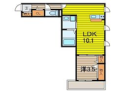 GrandeClasse新都心 1LDKの間取図画像