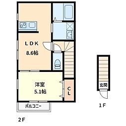 サクラコート 1LDKの間取図画像