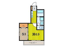 トレビナ与野本町 1Kの間取図画像