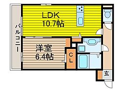 カーサビアンカ 1LDKの間取図画像