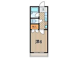 カルデアB 1Kの間取図画像