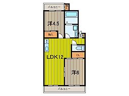 サンライトマンション 2LDKの間取図画像