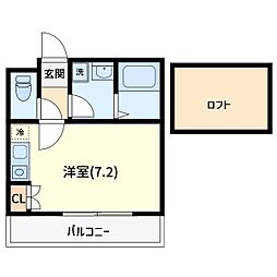 ハピネス彩湖 1Kの間取図画像