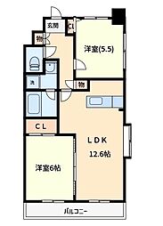 ディアプレイス 2LDKの間取図画像